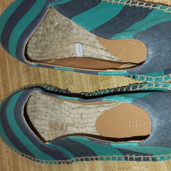 J. CREW Striped Canvas Slip on Espadrille Flats - Blue and Teal, size 10 - Picture 7 of 11